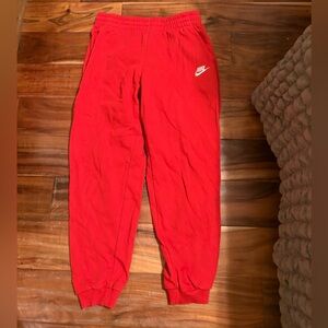 Nike Red Fleece Jogger Sweatpants Swoosh Logo Athletic Joggers Size xs (1048)
